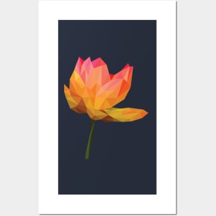 Low Poly Water Lily Flower Posters and Art